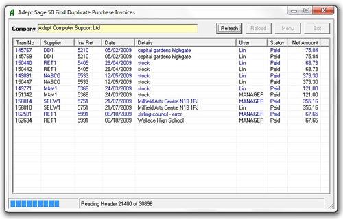 Adept Sage 50 Find Duplicate Purchase Invoices Online