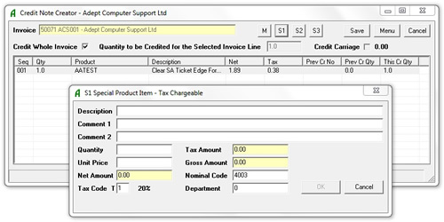 Adept Sage 50 Credit Note Creator Online