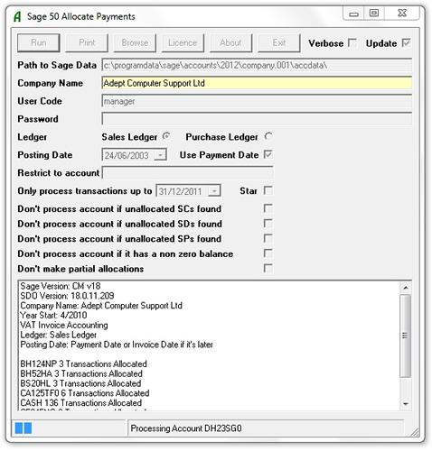 Adept Sage 50 Payment Allocation Online